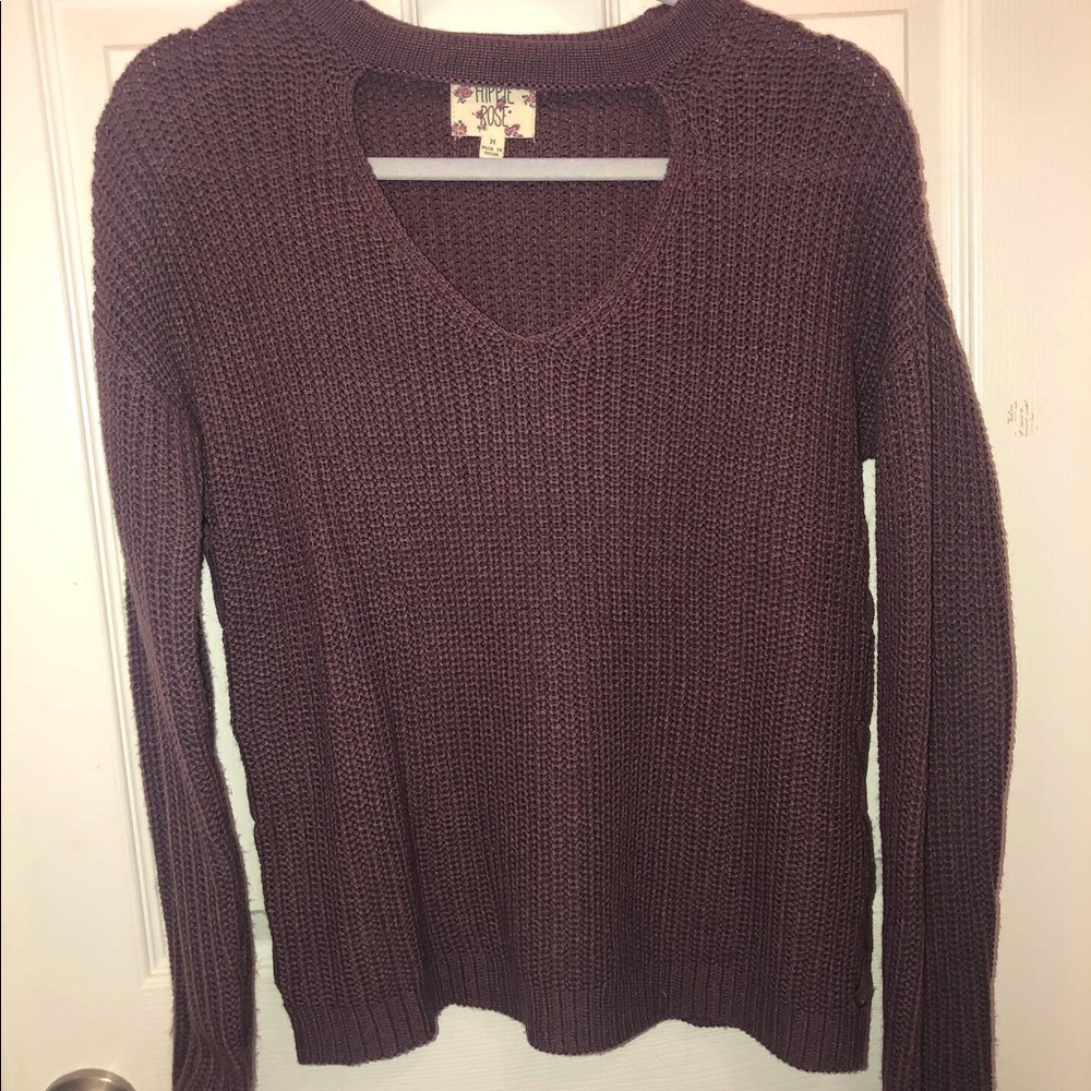 purple sweater with lace up sides